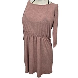 VTG Forever 21 XXI Dress M Made in USA Y2K Elastic Waist‎ Knit Mini 3/4 Sleeve